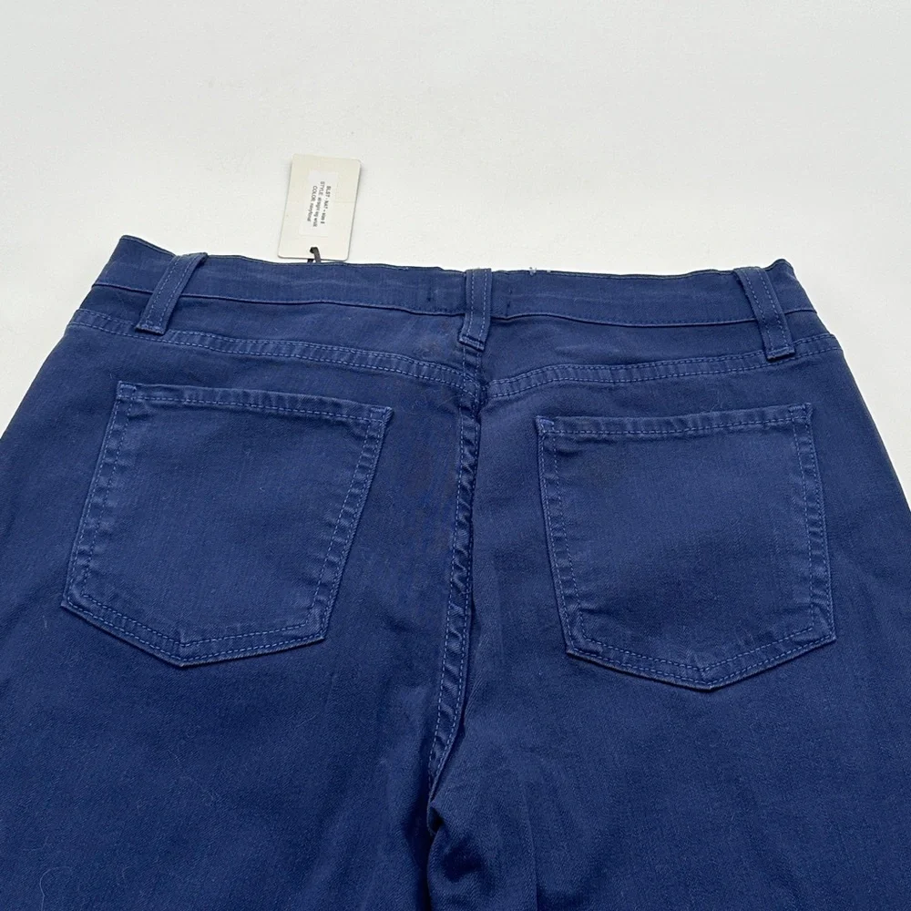 a.n. designs Womens Navy Blue Straight Leg‎ Stretch Pants Size 8 Style 7441 NWT